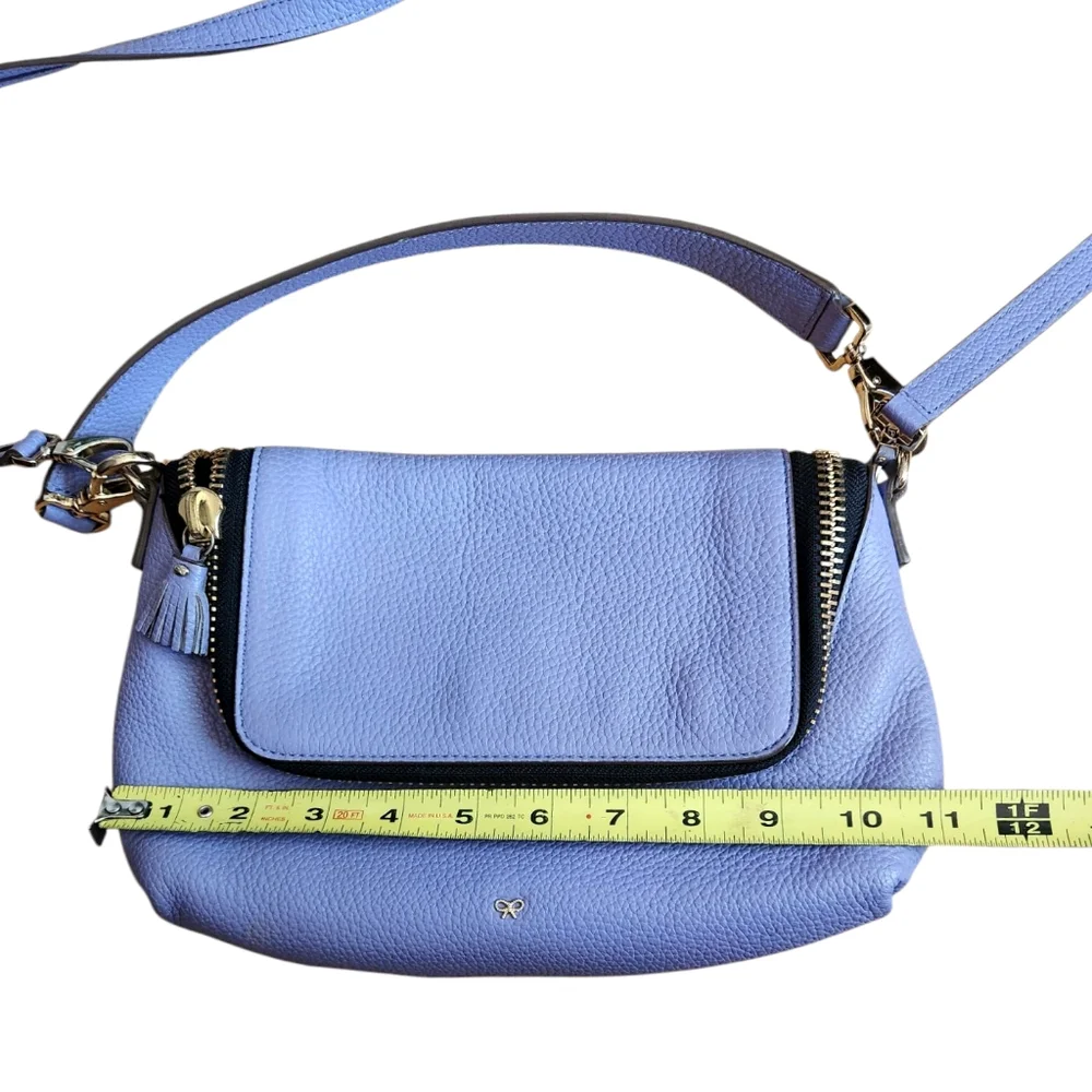 ANYA HINDMARCH Maxi Zip Satchel Leather Shoulder Bag 2Way Ribbon Tassel  Violet